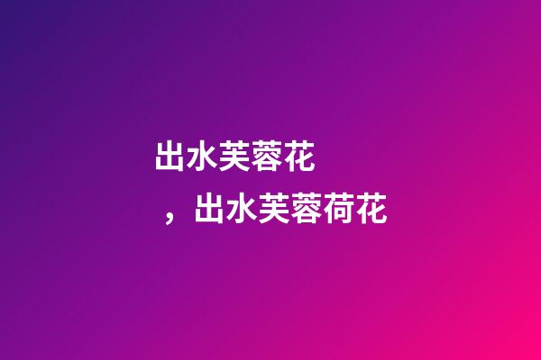 出水芙蓉花，出水芙蓉荷花-第1張-觀點-玄機派